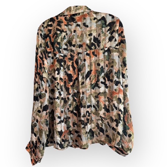 ee:some Women's L Long Sleeve Button Down Blouse Multicolor Abstract Print - Picture 7 of 9
